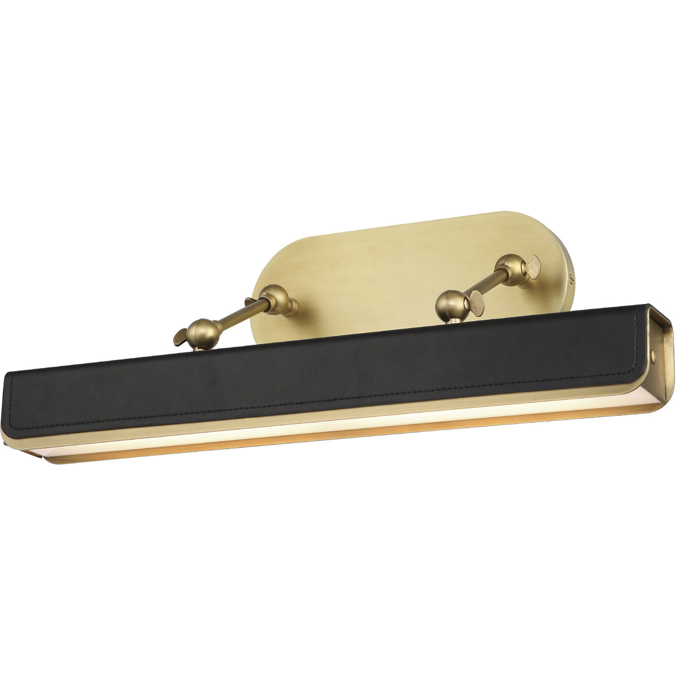 Valise Picture 18 watt 22 inch Vintage Brass and Tuxedo Leather Wall/Picture Light Wall Light
